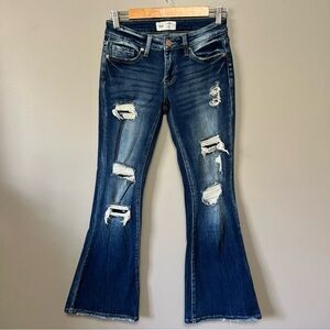 BKE Stella Jeans Distressed Low Rise Flare Slim Fit Women’s Size 26 Western